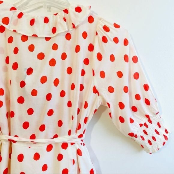 Rixo Woman's Dress XXS Red Polka Dot Mini Wrap Ruffle Belted Half Sleeve New - Picture 12 of 17